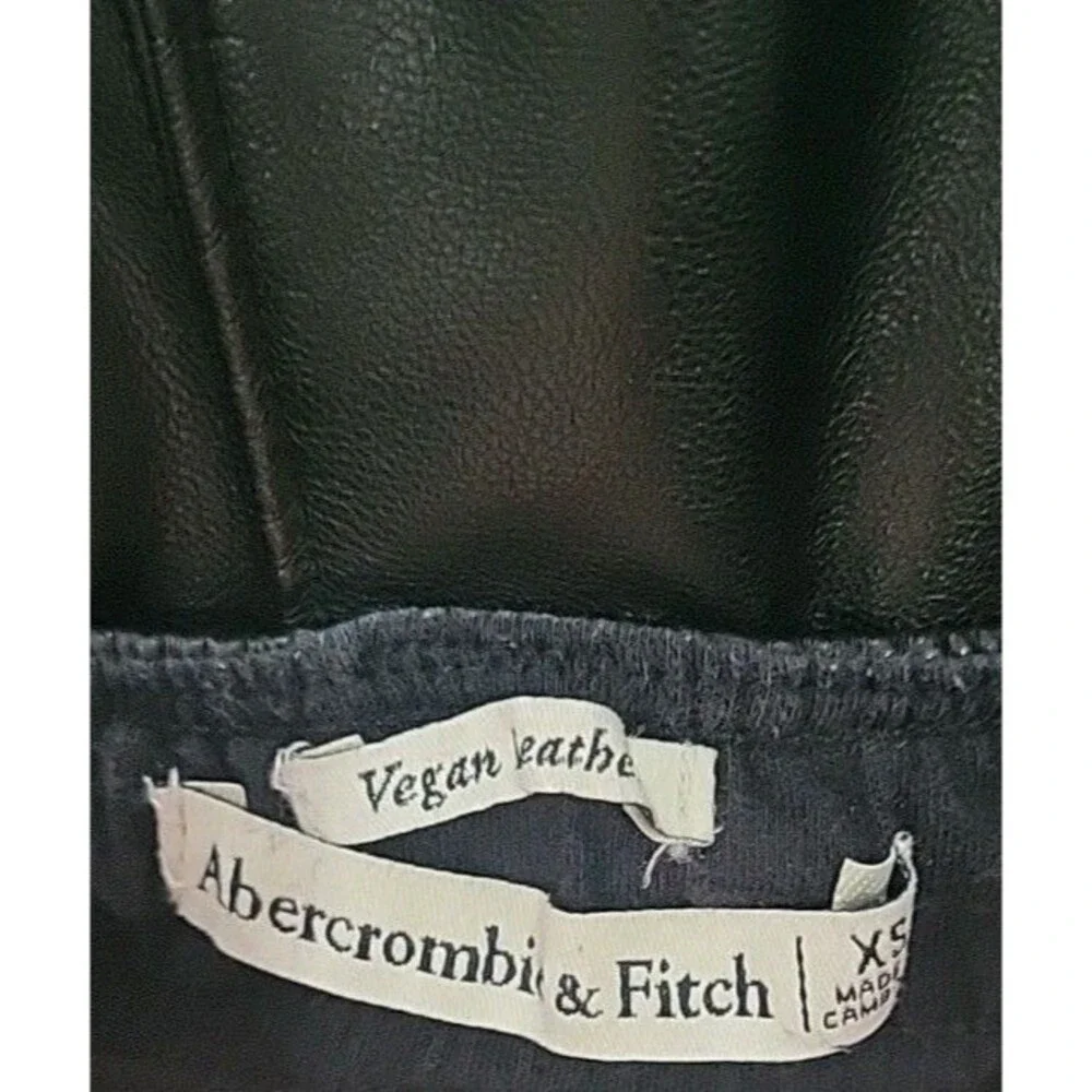 Abercrombie & Fitch Jogger Pant Women XS Black Vegan Leather High Waisted Casual - Picture 7 of 14